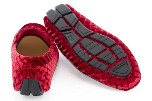 Men's Burgundy Velvet Diamond Bit-Loafer
