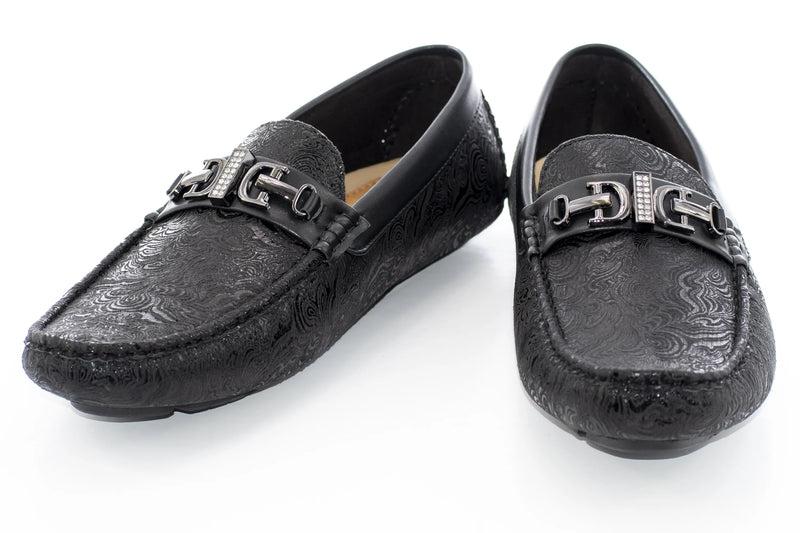 Black Wavy Metallic Designer Bit Driver Loafer