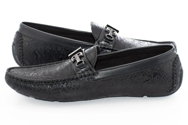 Black Wavy Metallic Designer Bit Driver Loafer