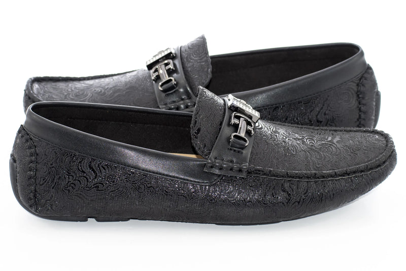 Black Wavy Metallic Designer Bit Driver Loafer