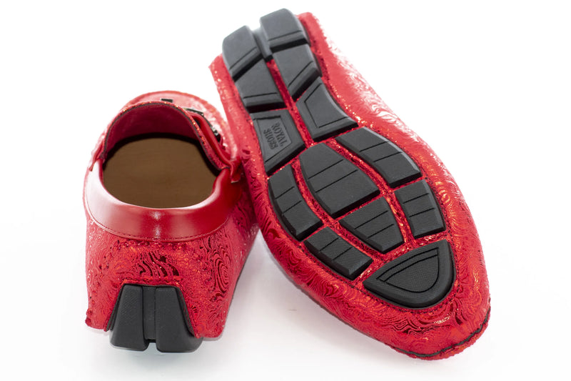 Red Wavy Metallic Designer Bit Driver Loafer