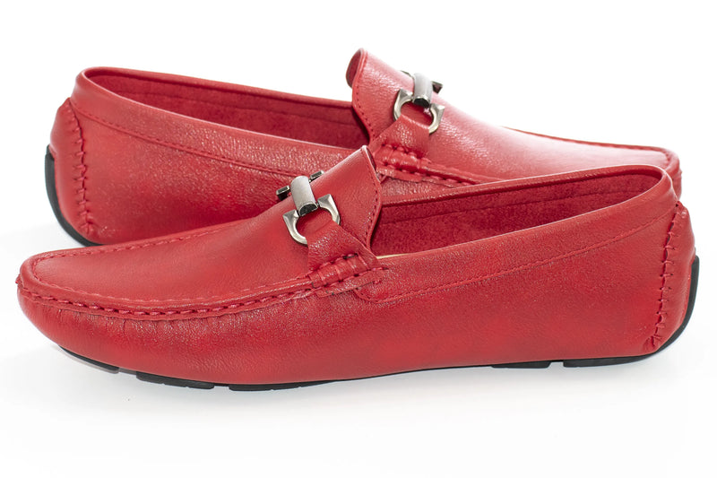 Red Leather Driver Loafer with Designer Bit