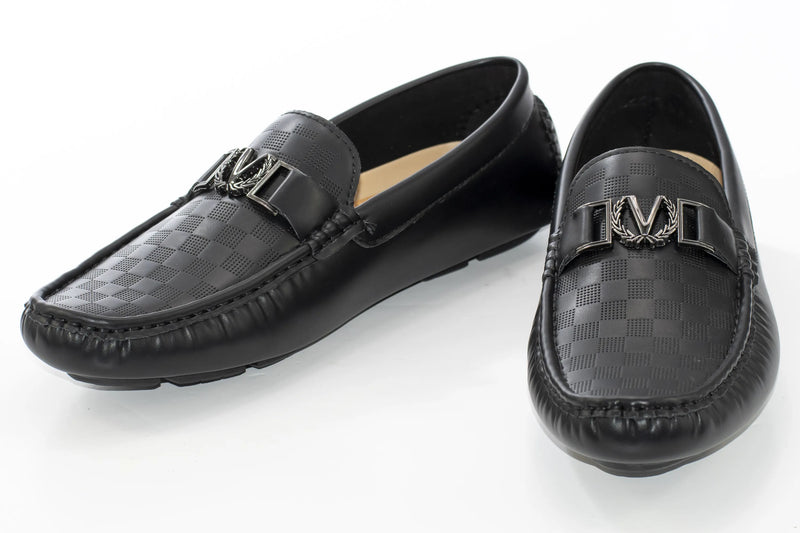 Black Gingham Textured Driver Loafer