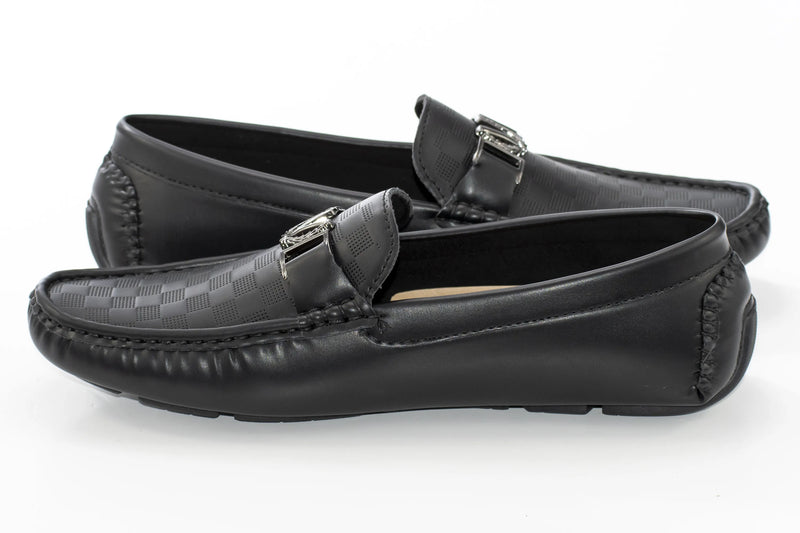 Black Gingham Textured Driver Loafer