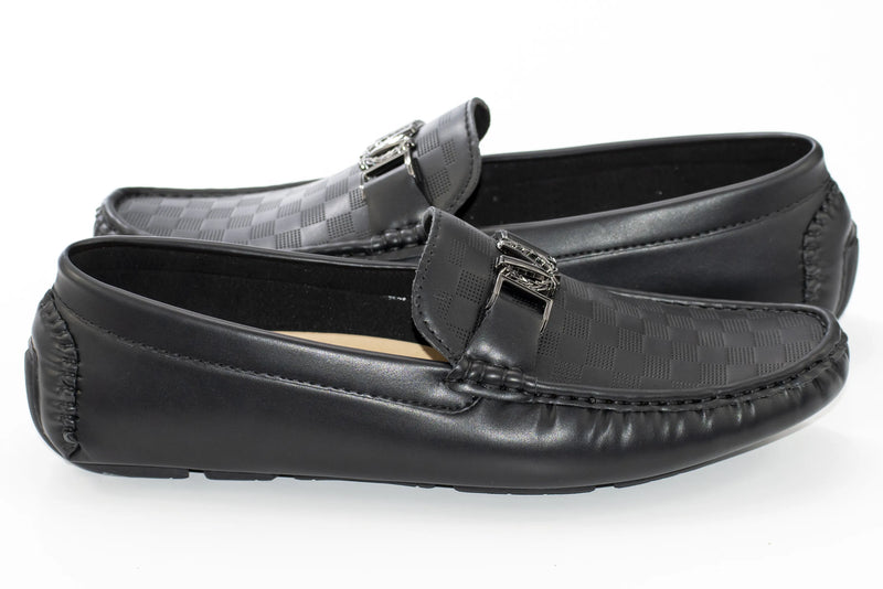 Black Gingham Textured Driver Loafer
