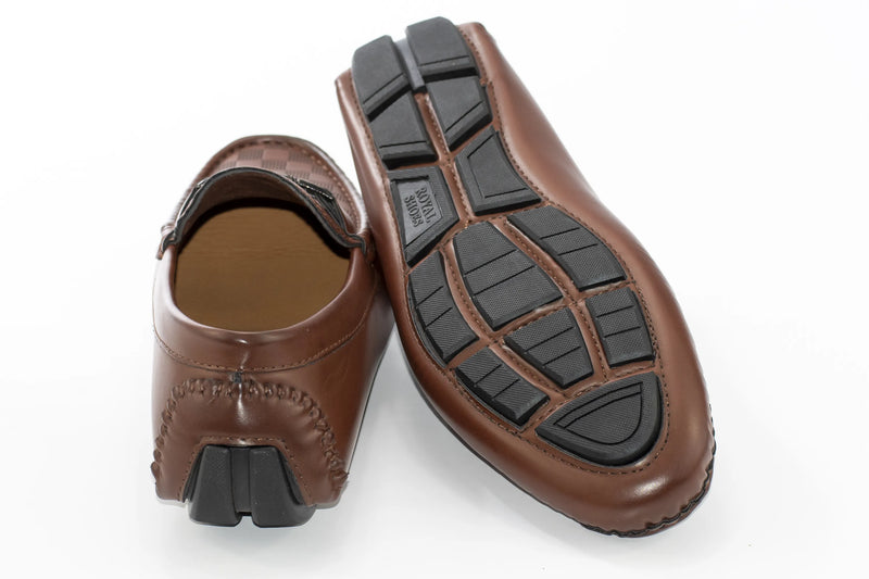 Brown Gingham Textured Driver Loafer