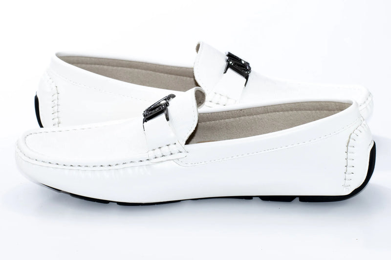 White Gingham Textured Driver Loafer