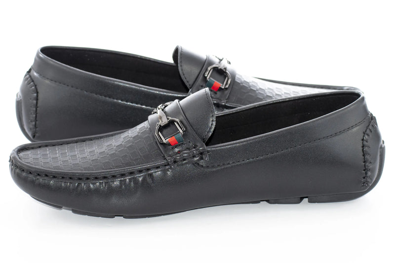 Black Gingham Textured Designer Bit Driver Loafer