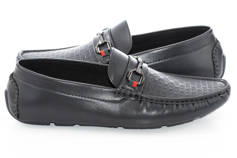 Black Gingham Textured Designer Bit Driver Loafer