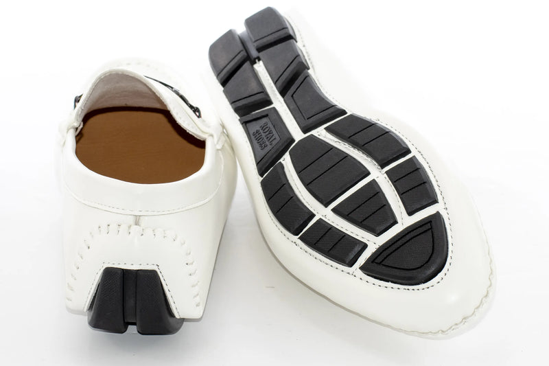 White Gingham Textured Designer Bit Driver Loafer