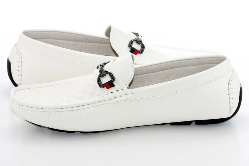 White Gingham Textured Designer Bit Driver Loafer