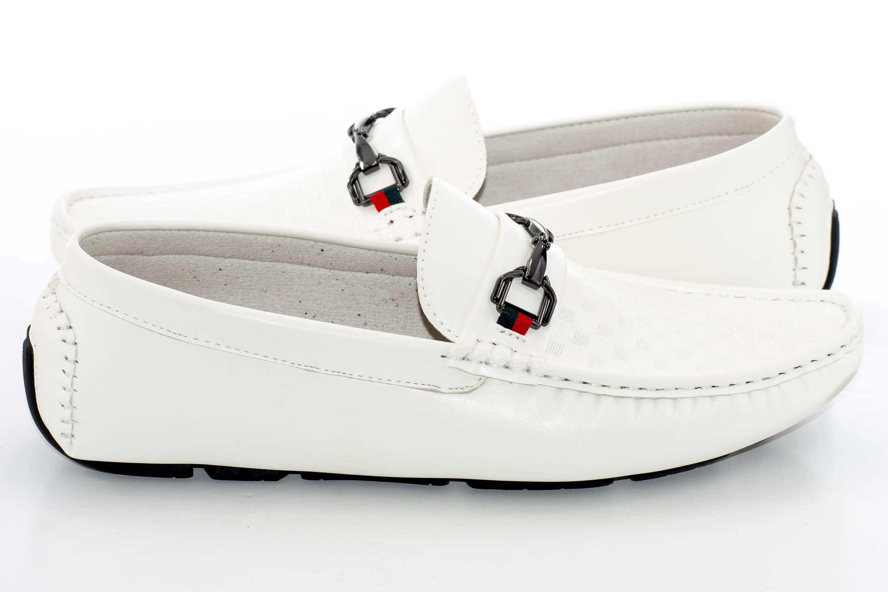 White Gingham Textured Designer Bit Driver Loafer