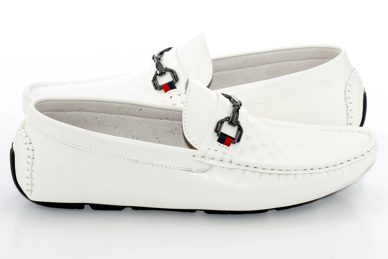 White Gingham Textured Designer Bit Driver Loafer