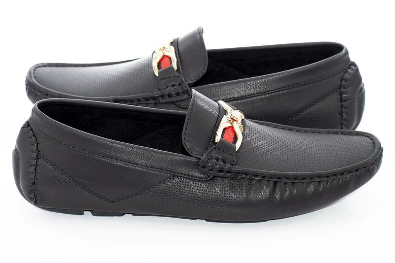 Black Perforated Designer Bit Driver Loafer