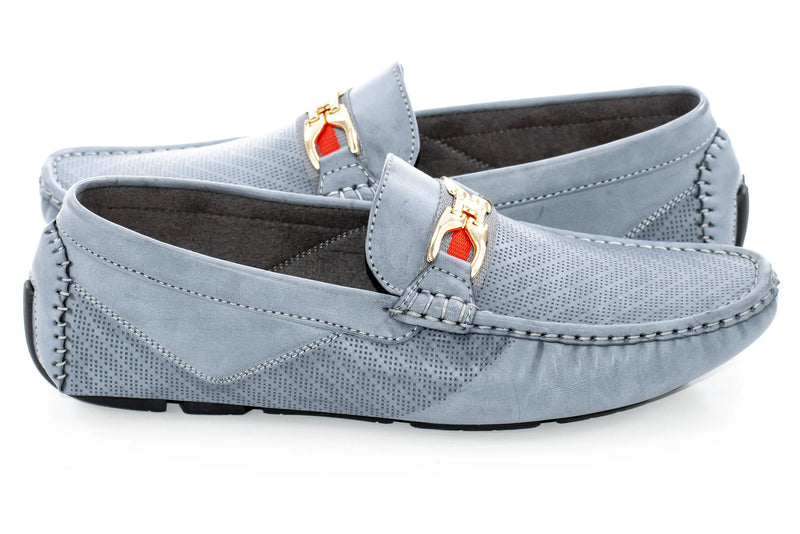 Gray Perforated Designer Bit Driver Loafer