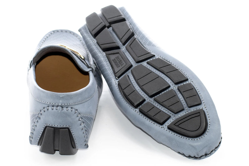 Gray Perforated Designer Bit Driver Loafer