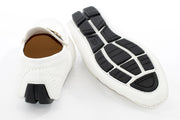 White Perforated Designer Bit Driver Loafer