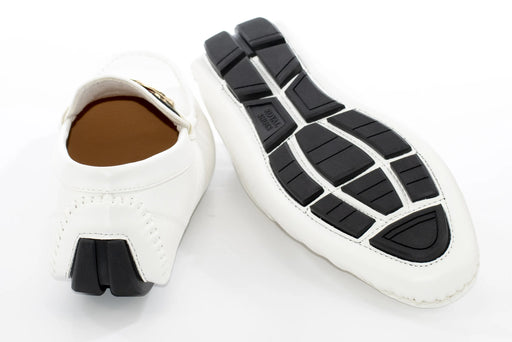 White Perforated Designer Bit Driver Loafer
