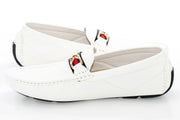 White Perforated Designer Bit Driver Loafer