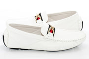 White Perforated Designer Bit Driver Loafer