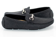 Men's Black Crosshatch Bit-Loafer Quarter, Heel