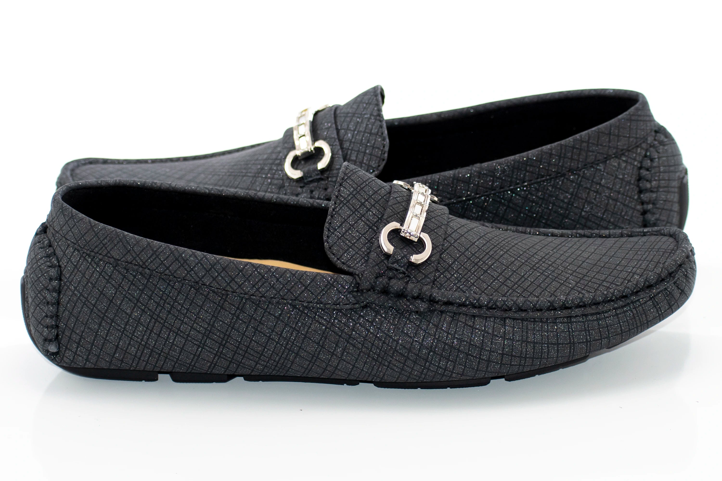 Men's Black Crosshatch Bit-Loafer Quarter, Heel