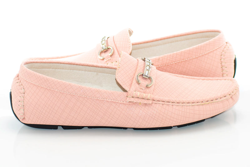 Men's Dusty Rose Pink Crosshatch Bit-Loafer Quarter, Heel