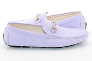Men's Lavender Purple Crosshatch Bit-Loafer Quarter, Heel