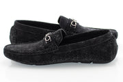 Men's Black Ogee Textured Loafer Quarter And Heel