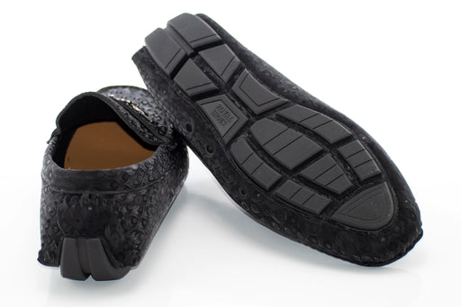 Men's Black Ogee Textured Loafer Back And Sole