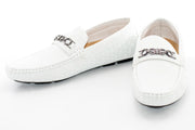 Men's White Ogee Textured Loafer Bit, Toe, And Upper
