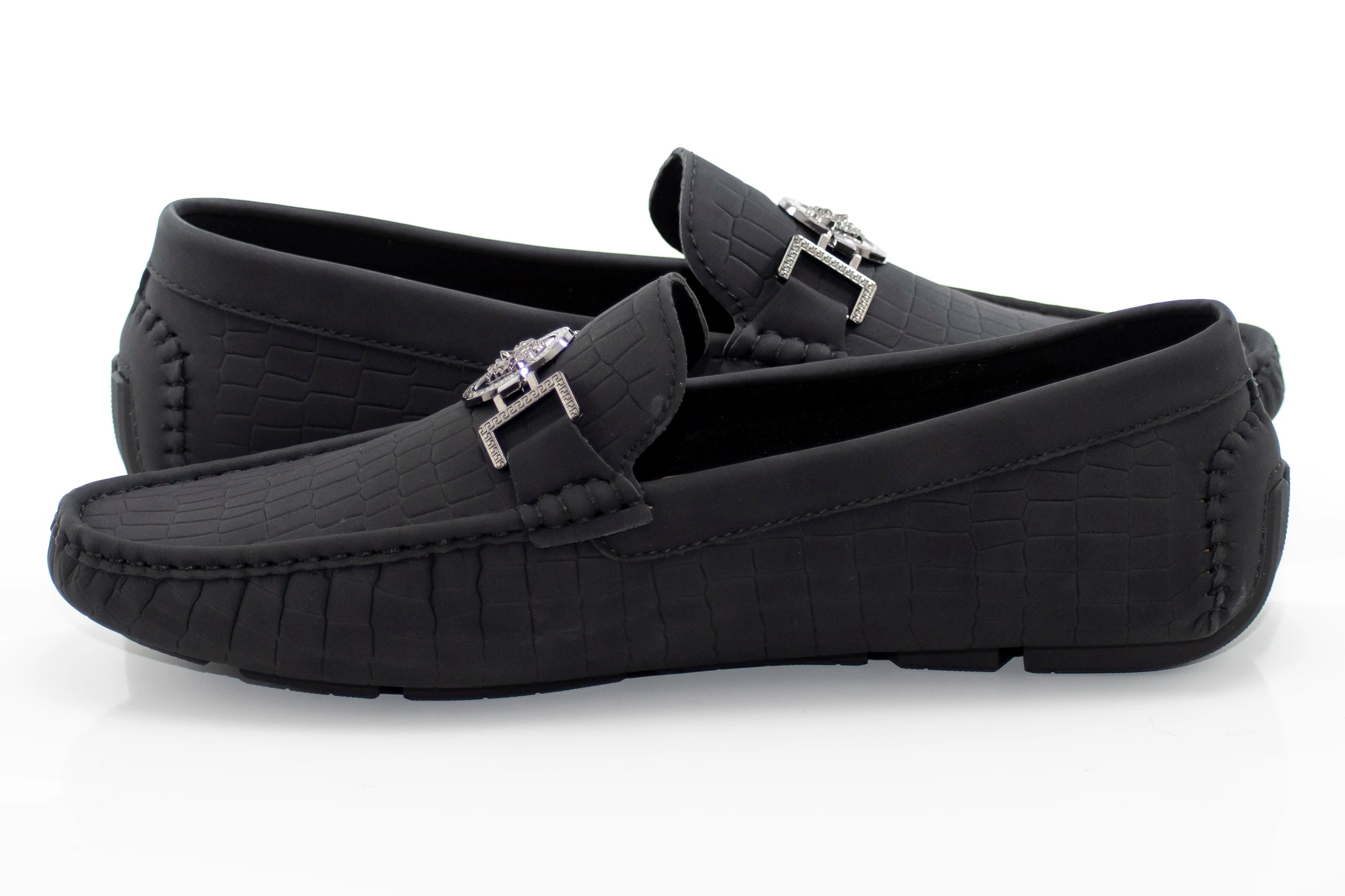 Men's Black Alligator Scale Loafer Dress Shoe