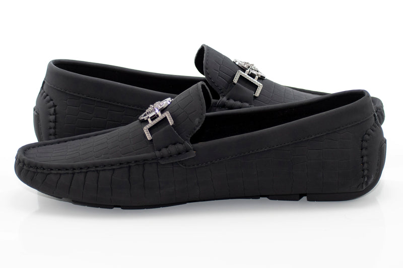 Men's Black Alligator Scale Loafer Dress Shoe