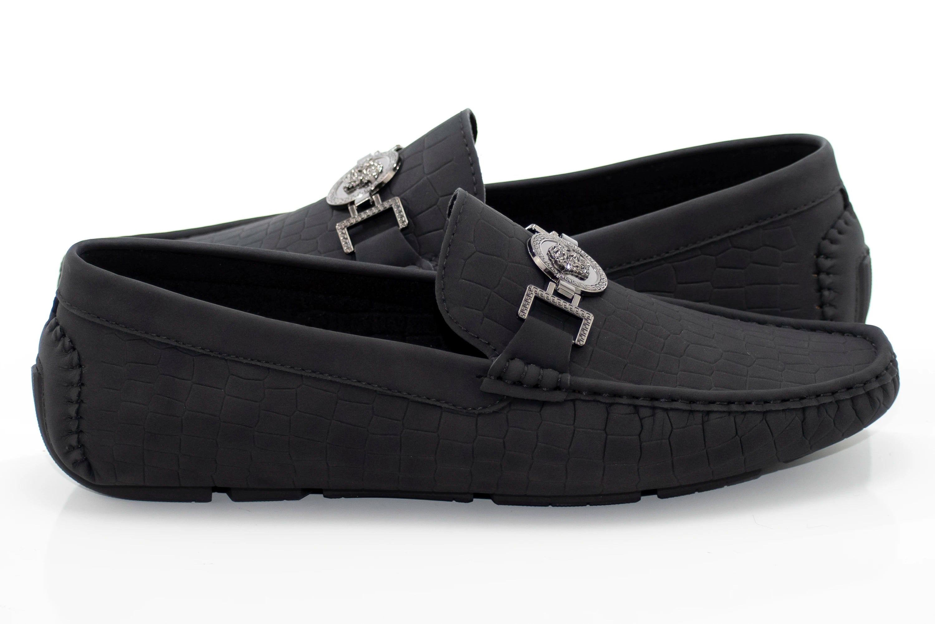 Men's Black Alligator Scale Loafer Dress Shoe