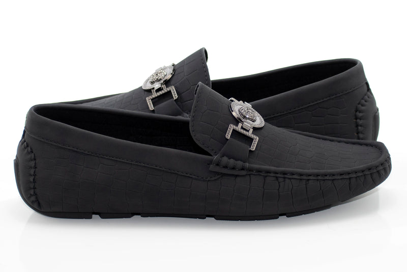 Men's Black Alligator Scale Loafer Dress Shoe