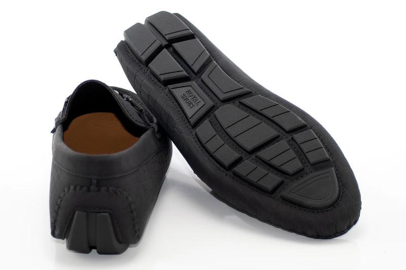 Men's Black Alligator Scale Loafer Dress Shoe