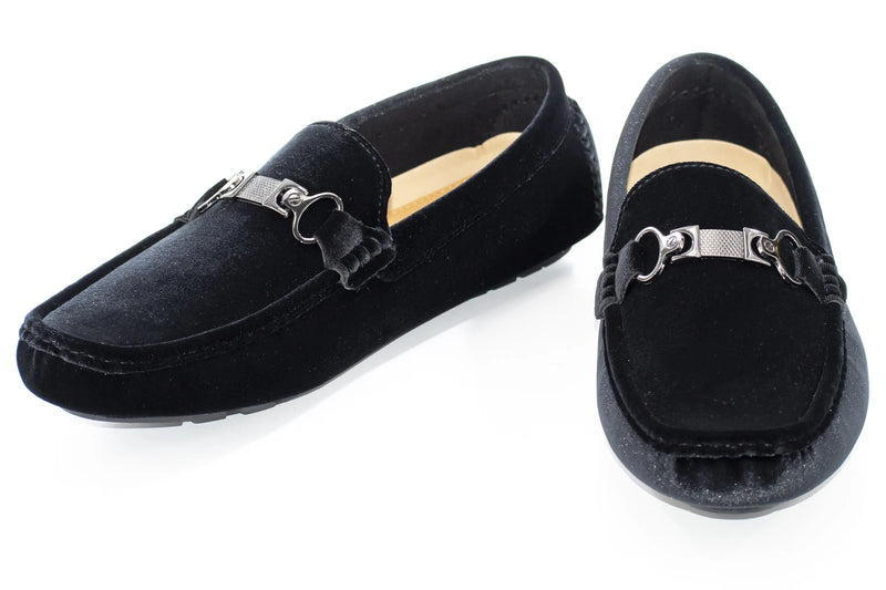Black Velvet Metal Clasp Driver Loafer