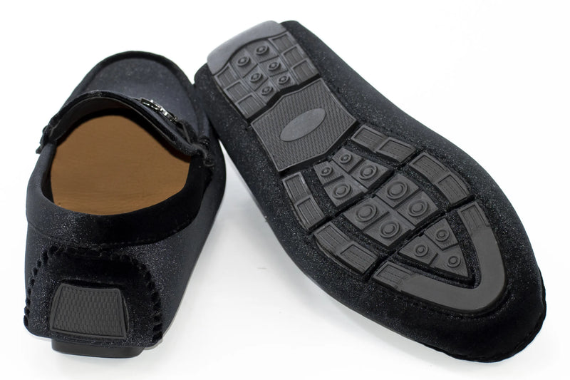 Black Velvet Metal Clasp Driver Loafer