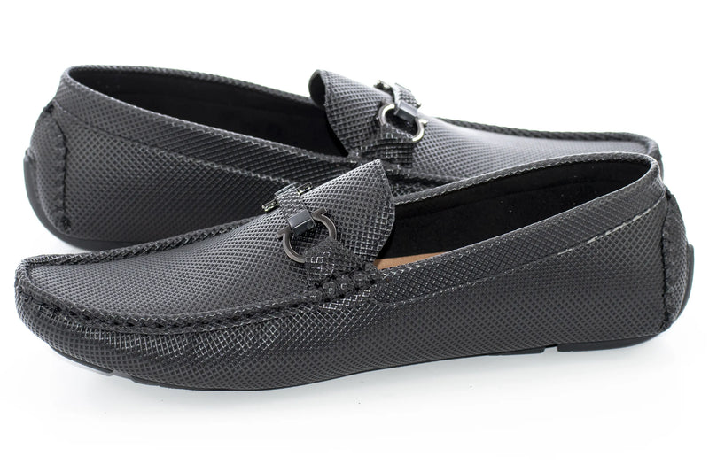 Black Perforated Driver Loafer with Designer Bit