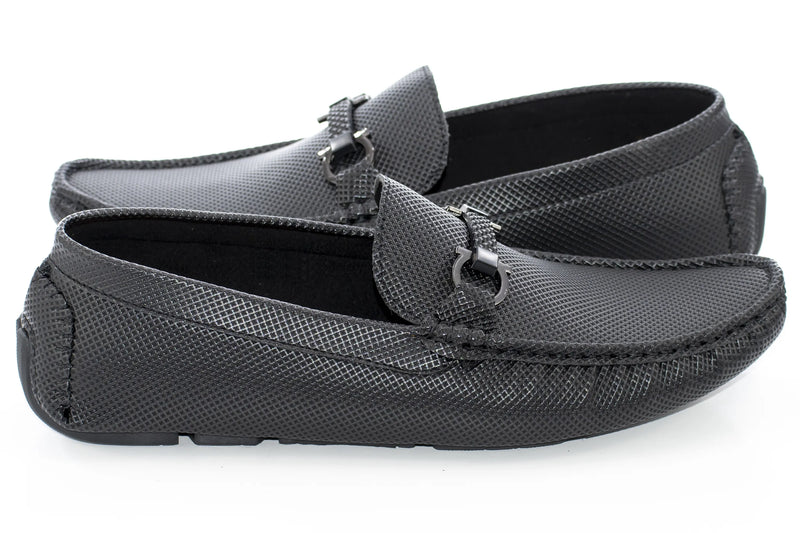 Black Perforated Driver Loafer with Designer Bit