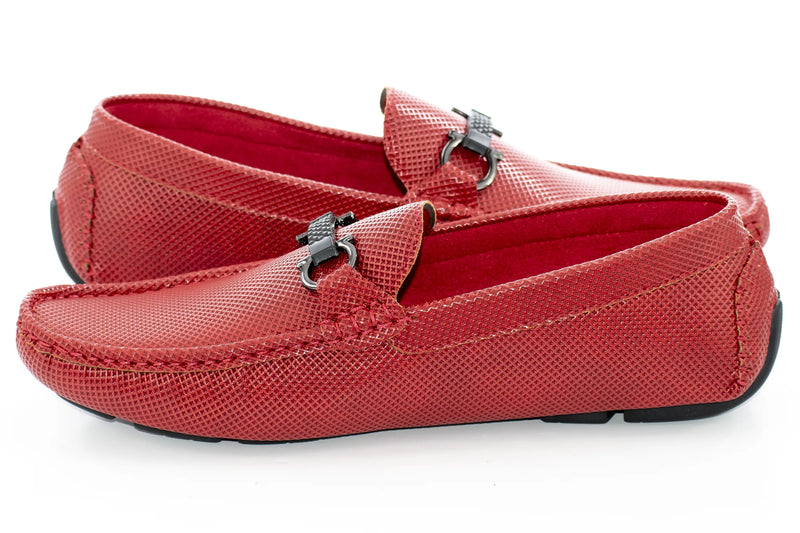 Red Perforated Driver Loafer with Designer Bit