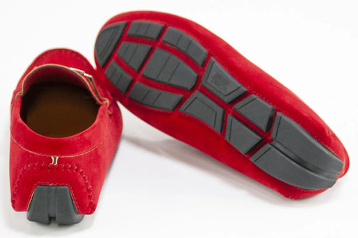 Men's Red Suede Leather Moccasin Bit-Loafer