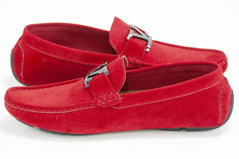 Red Suede V-Bit Driver Loafer
