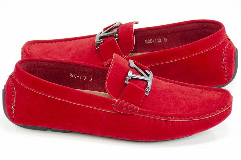 Red Suede V-Bit Driver Loafer