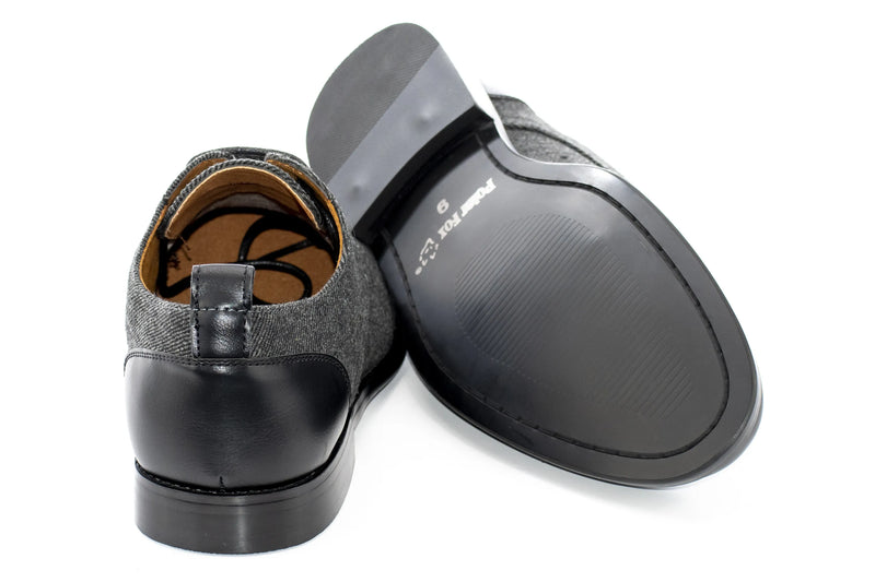 Black Duo-Textured Lace-Up Derby