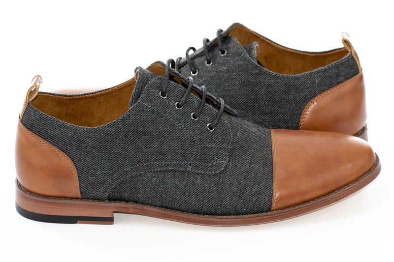 Brown Duo-Textured Lace-Up Derby
