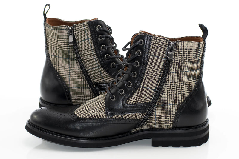 Black Glen Check Wingtip Boot