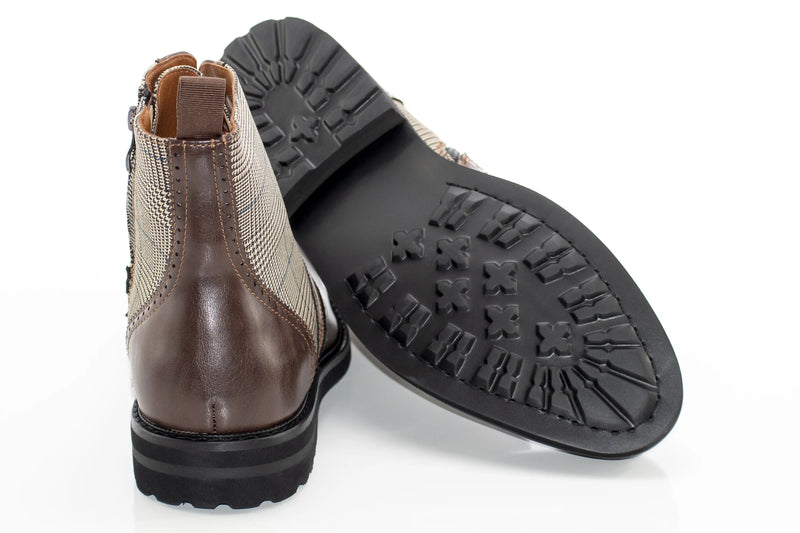 Irish Coffee Glen Check and Brown Wingtip Boot