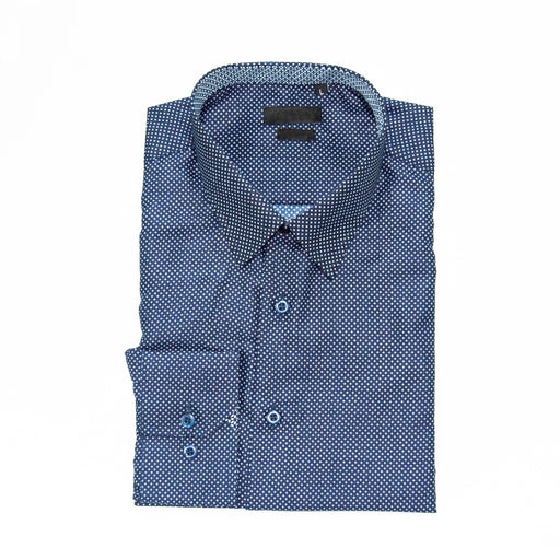 black polka dot slim-fit shirt 
