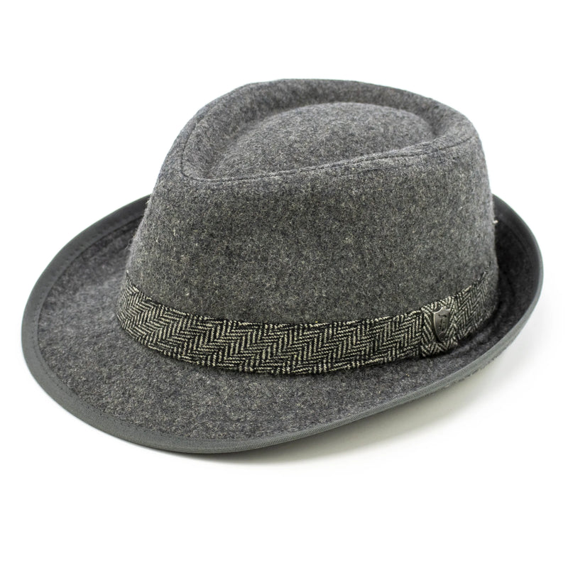 Trilby Style Fedora with Herringbone Ribbon